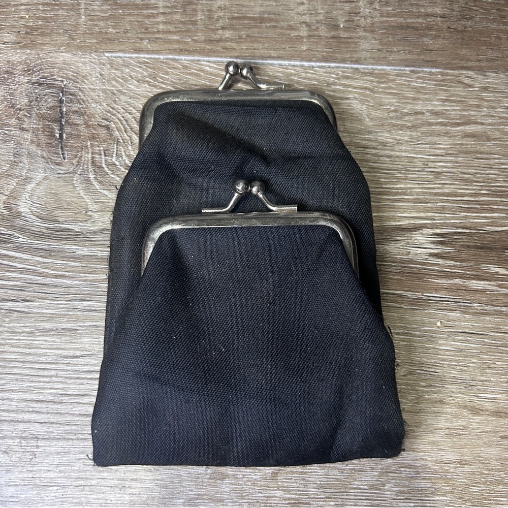 Vintage Black Double Coin Purse |Cigarette Case | Clasp Retro Wallet Organizer